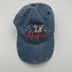 Rare Vintage Cap Hat Alabama Blue Denim Crimson Tide Bama Roll Tide Rhinestone